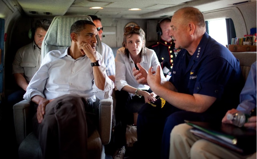 マリーンワンに乗るオバマ大統領(当時)